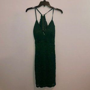 Emerald Green Glitter Lace Formal & Prom Dress